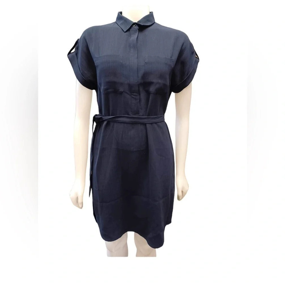 Banana Republic Midi Blue Dress With Tie Size Small